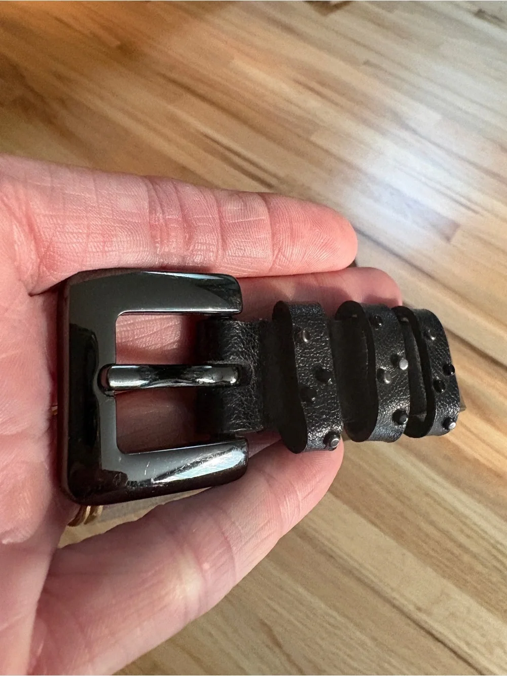 Black leather Nine West belt - size XL